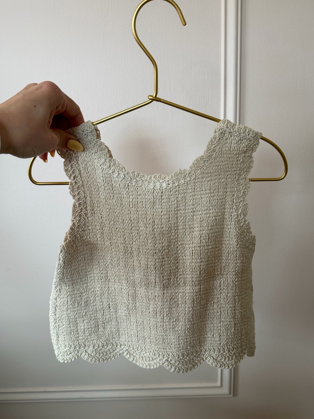 NWT zara kids cream crocheted scallop detail tank top - Picture 3 of 5